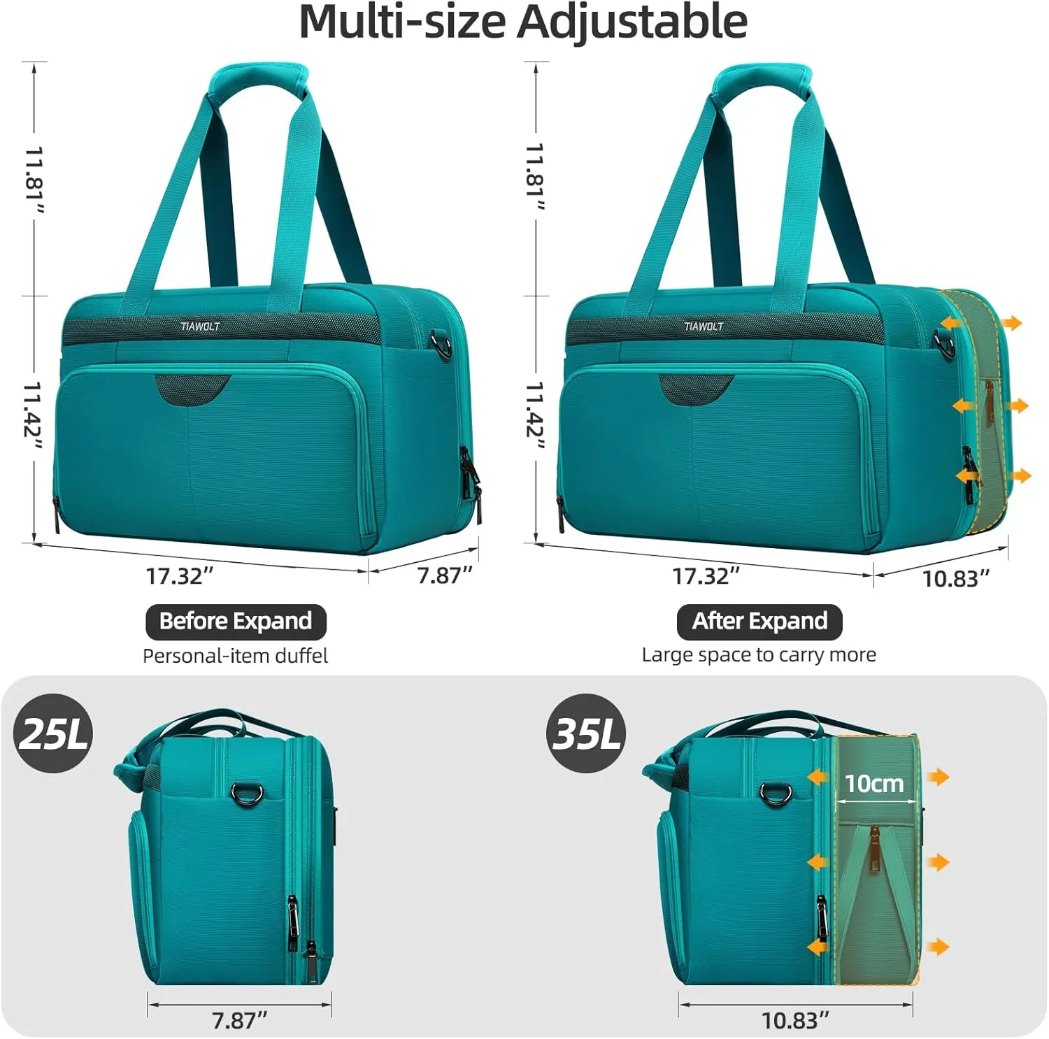 Carry On Luggage 22x14x9 Airline Approved with Wheels,2-piece Luggage Set,Softside Expandable Luggage Suitcase with TSA Lock&Carry-on UnderSeat travel Duffle Bag,Weekender Bag-Green