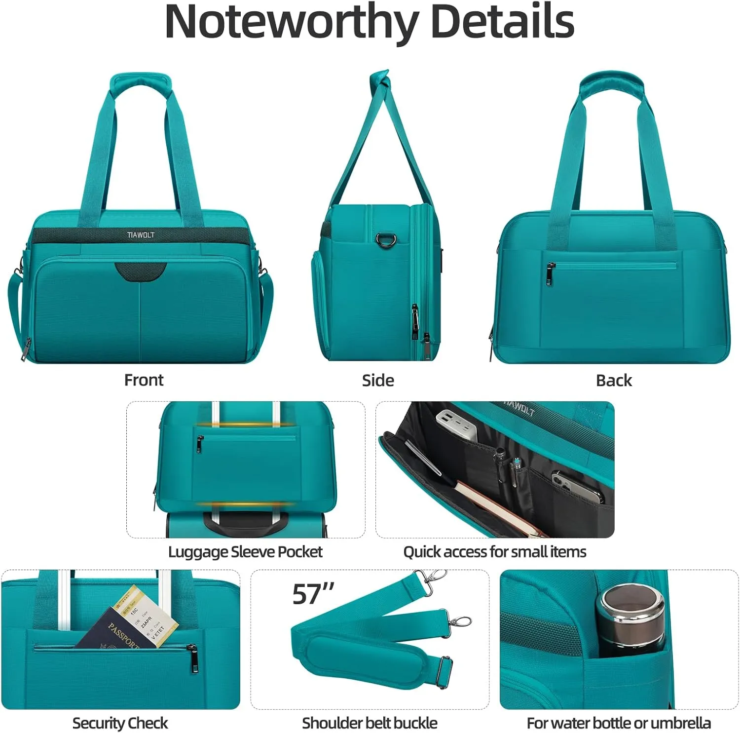 Carry On Luggage 22x14x9 Airline Approved with Wheels,2-piece Luggage Set,Softside Expandable Luggage Suitcase with TSA Lock&Carry-on UnderSeat travel Duffle Bag,Weekender Bag-Green