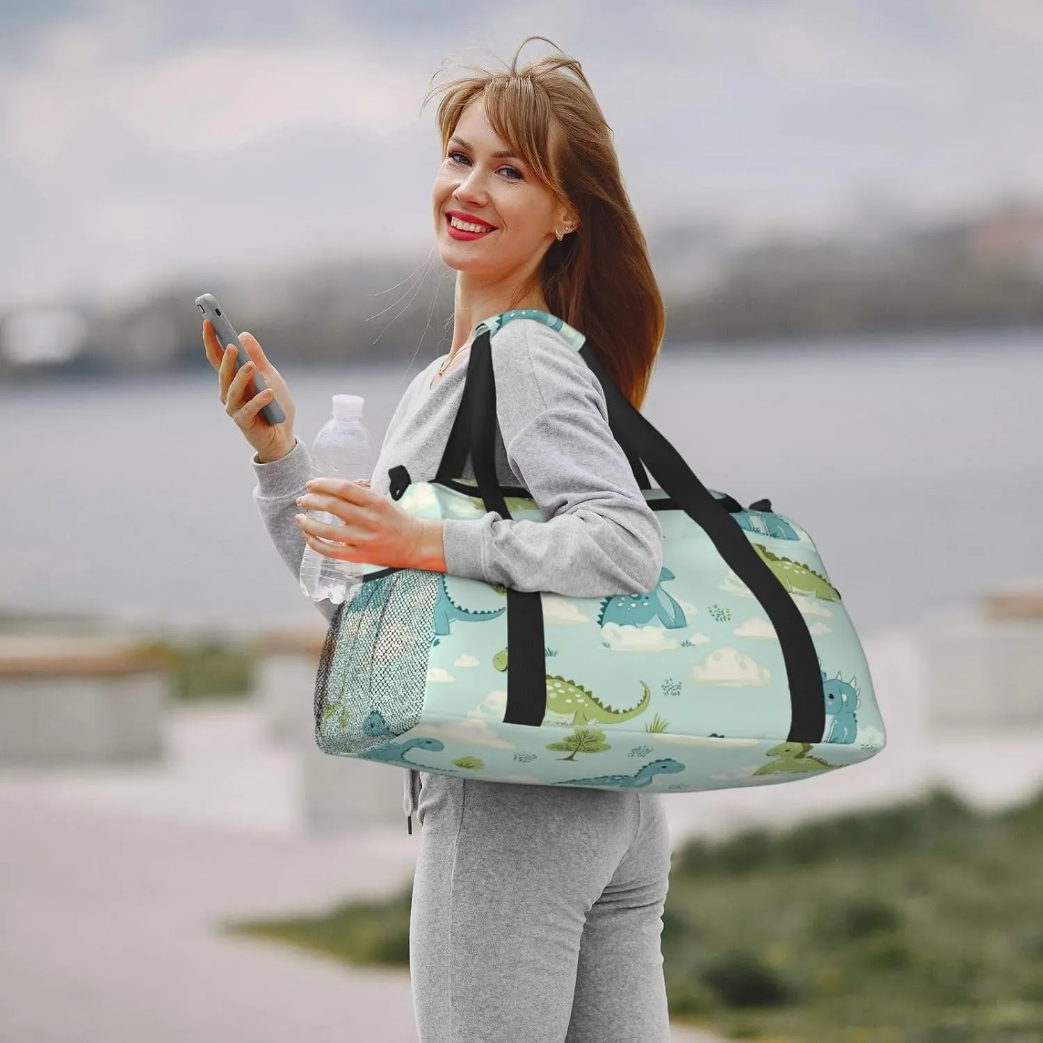 Cartoon Baby Dinosaurs Duffle Bag Foldable Travel Tote Bag Carry On Large Weekender Overnight Bags Waterproof Gym Bag For Women Men