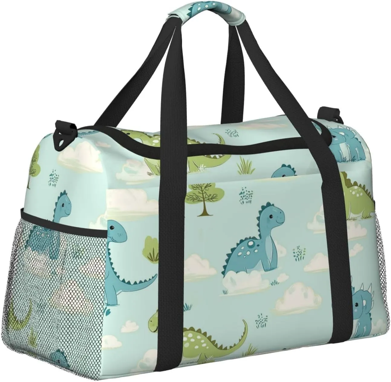 Cartoon Baby Dinosaurs Duffle Bag Foldable Travel Tote Bag Carry On Large Weekender Overnight Bags Waterproof Gym Bag For Women Men