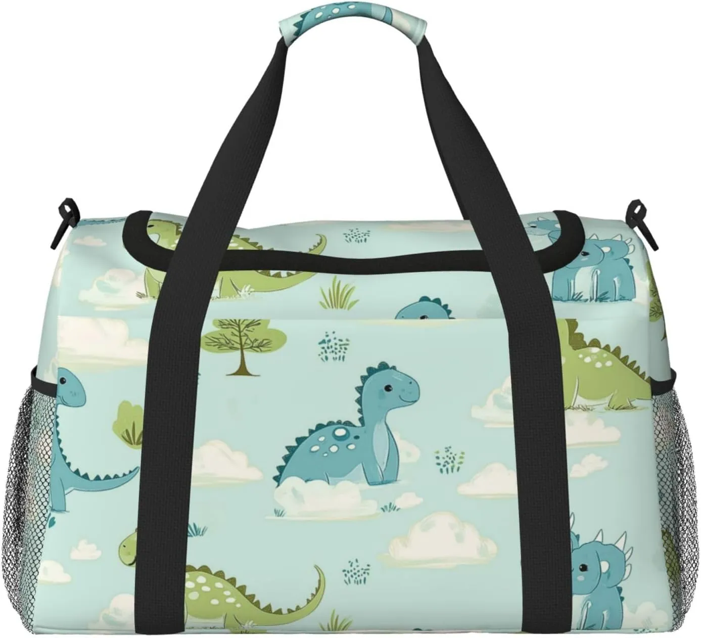 Cartoon Baby Dinosaurs Duffle Bag Foldable Travel Tote Bag Carry On Large Weekender Overnight Bags Waterproof Gym Bag For Women Men