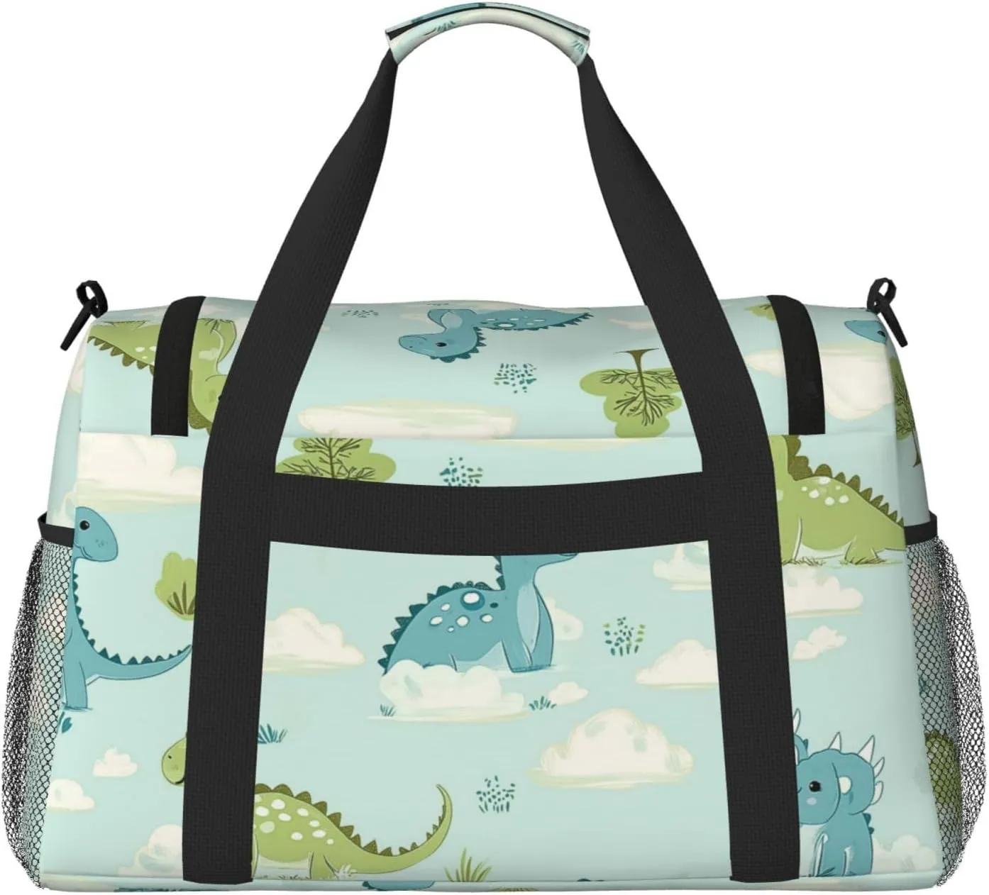 Cartoon Baby Dinosaurs Duffle Bag Foldable Travel Tote Bag Carry On Large Weekender Overnight Bags Waterproof Gym Bag For Women Men