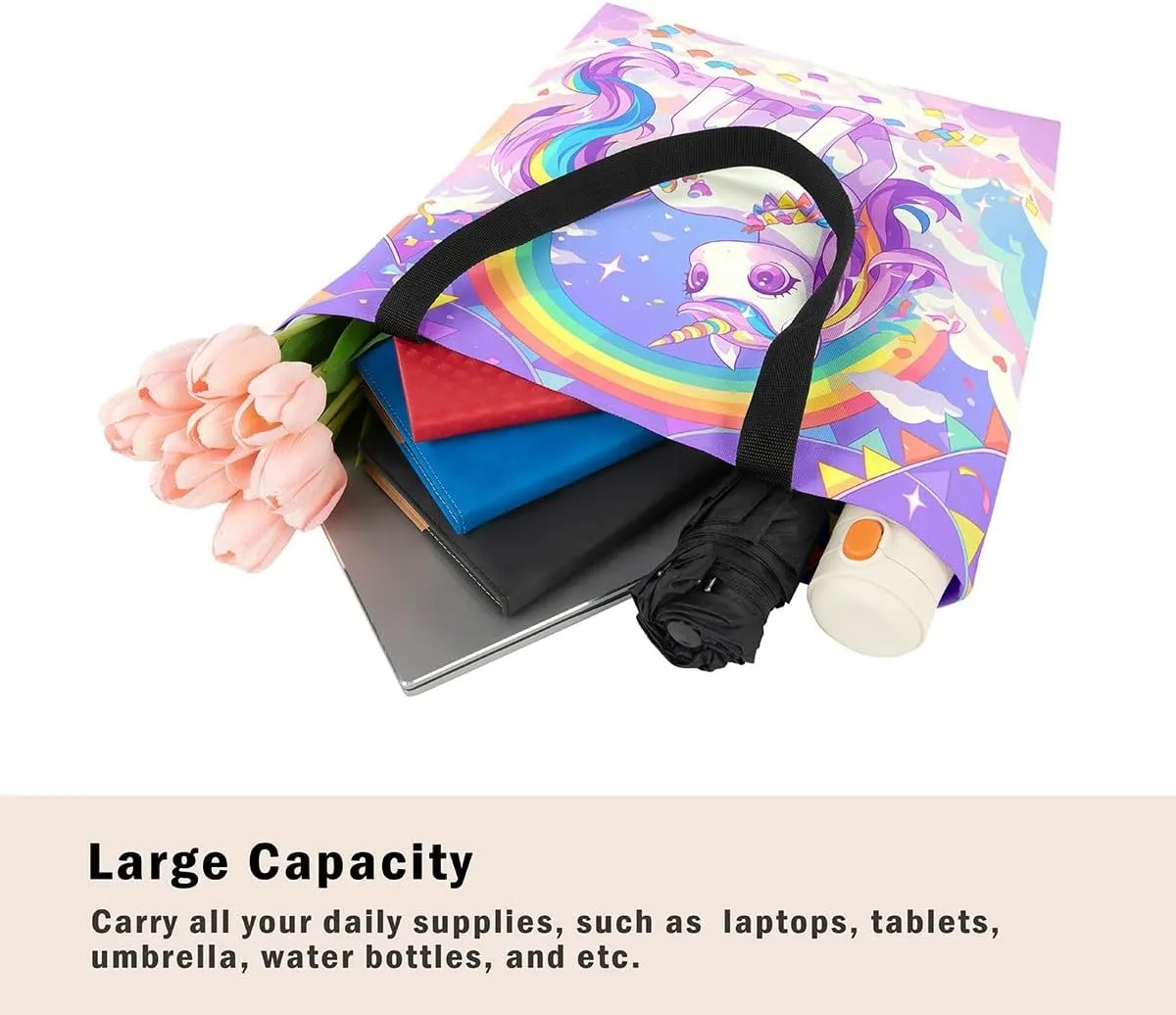 Cartoon Black Cute Girls Canvas Tote Bag