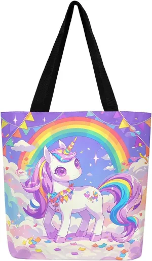 Cartoon Black Cute Girls Canvas Tote Bag