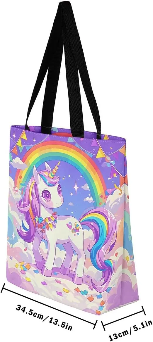 Cartoon Black Cute Girls Canvas Tote Bag