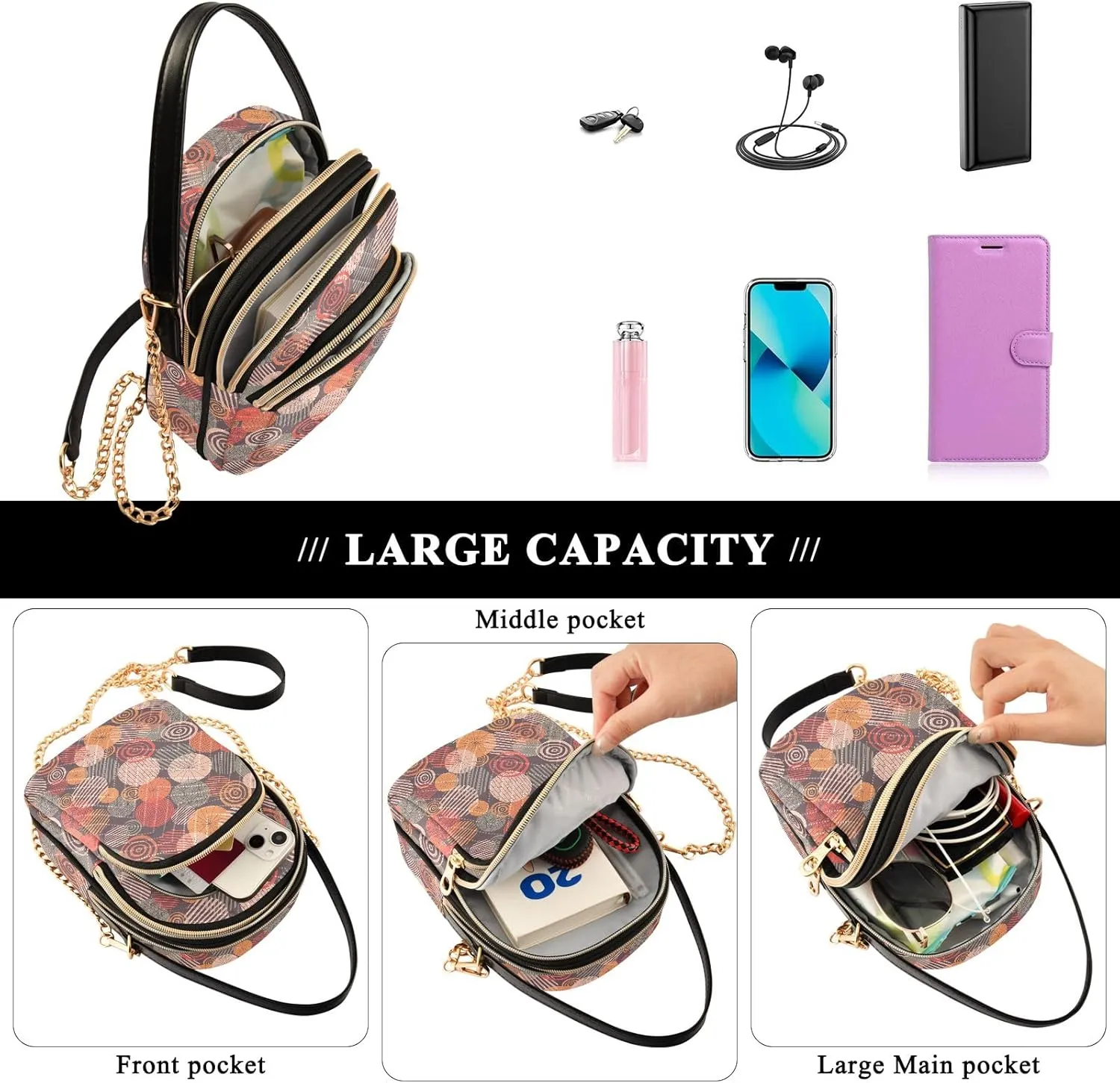 Cartoon Cat Star Cute Shoulder Bags for Women Chain Bags with Leather Handle
