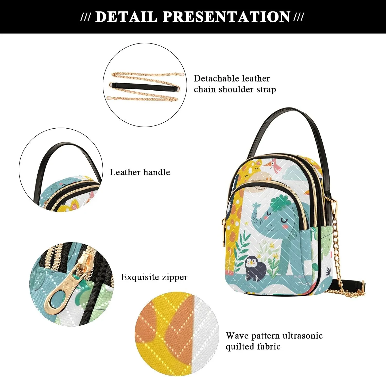 Cartoon Cat Star Cute Shoulder Bags for Women Chain Bags with Leather Handle