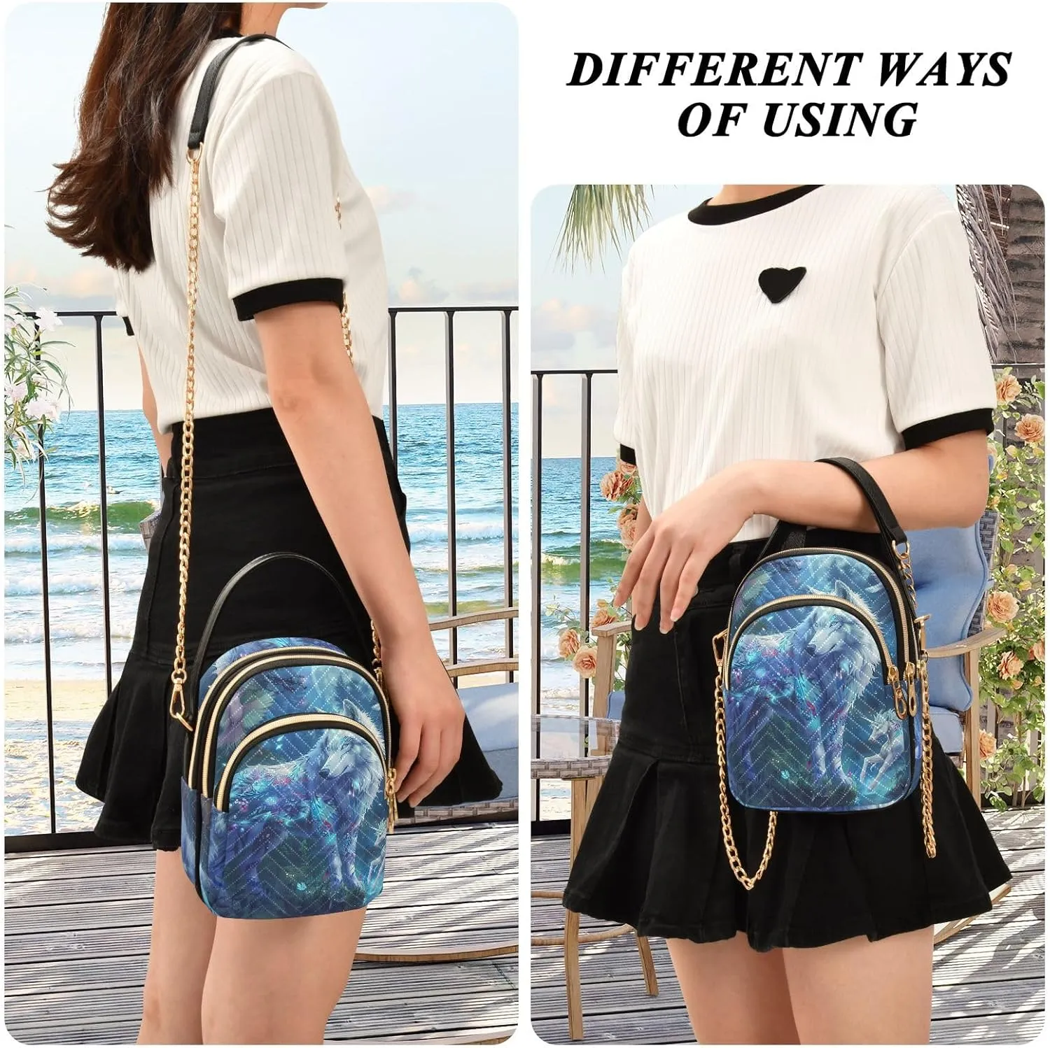 Cartoon Cat Star Cute Shoulder Bags for Women Chain Bags with Leather Handle