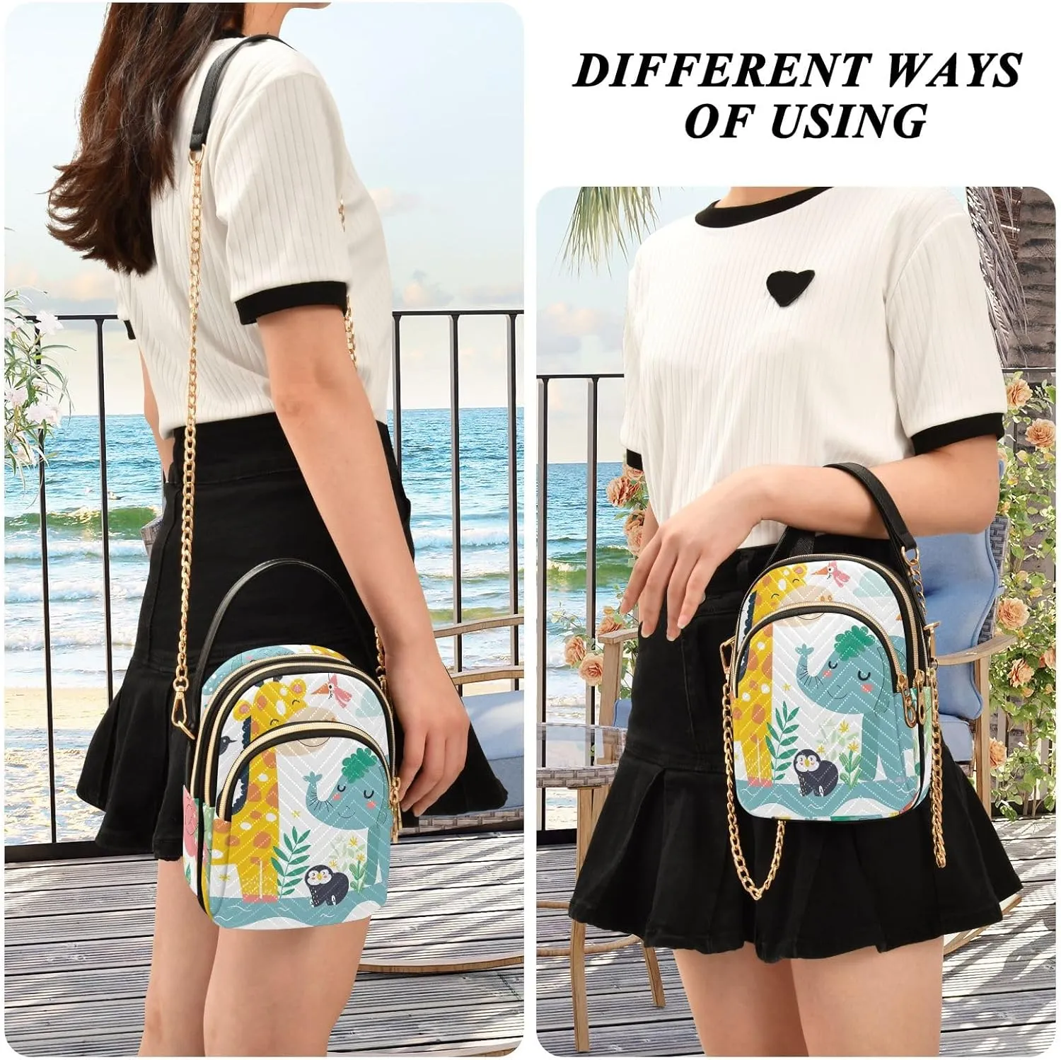 Cartoon Cat Star Cute Shoulder Bags for Women Chain Bags with Leather Handle
