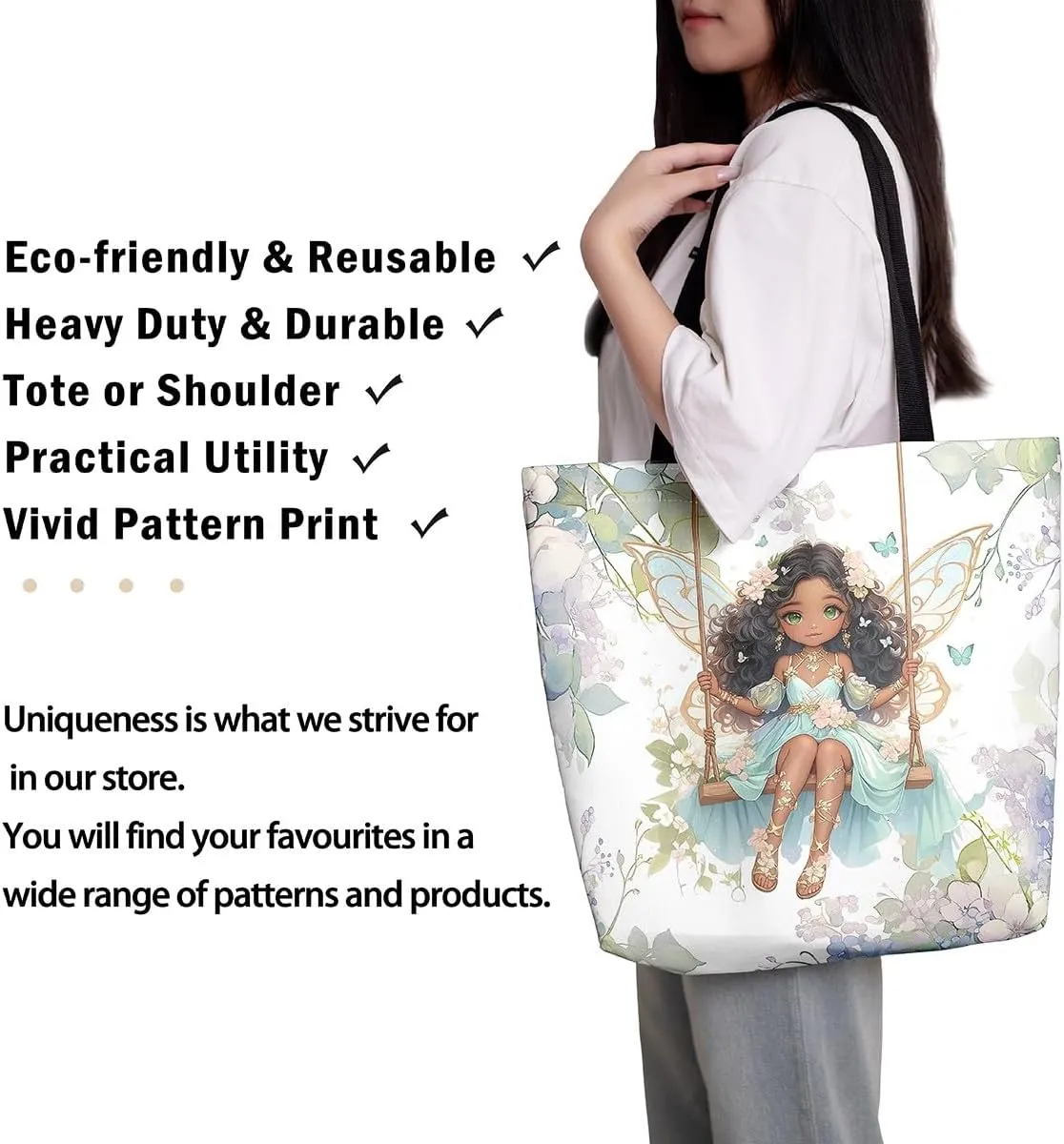 Castle Fairy Girls Women Canvas Tote Bag