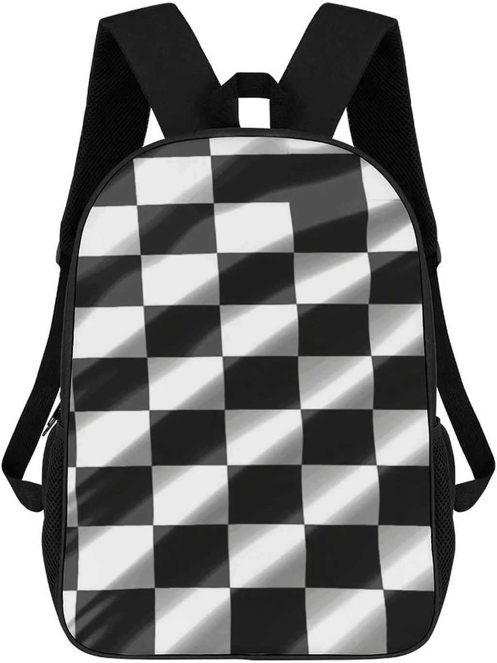 Casual Backpack for Men Women Waterproof Lightweight Daypack Travel Laptop Bag Black White Race Checkered Flag