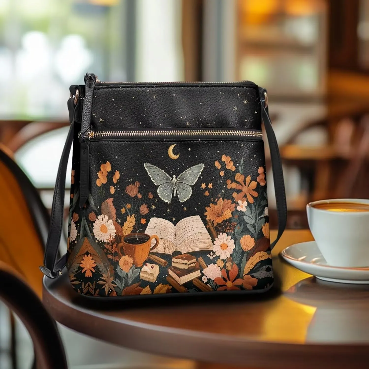 Casual Crossbody Bags for Women PU Shoulder Purse Bag Lightweight Messenger Bag with Zipper for Travel Shopping