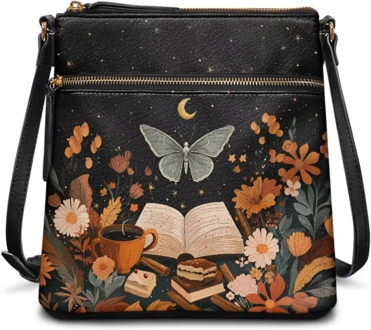 Casual Crossbody Bags for Women PU Shoulder Purse Bag Lightweight Messenger Bag with Zipper for Travel Shopping