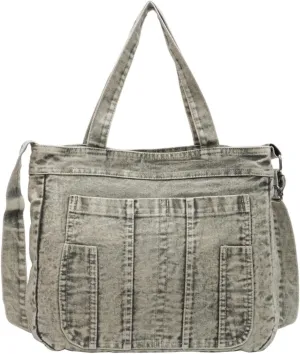Casual New Jean Tote Bag for Women, Retro Denim Crossbody Shoulder Hobo Bag with Zipper
