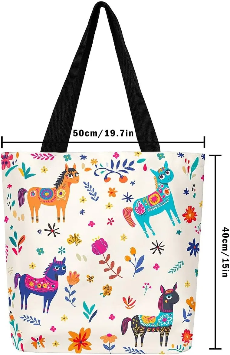 Cat Tote Bag,Cartoon Cat Flowers Canvas Tote Bag