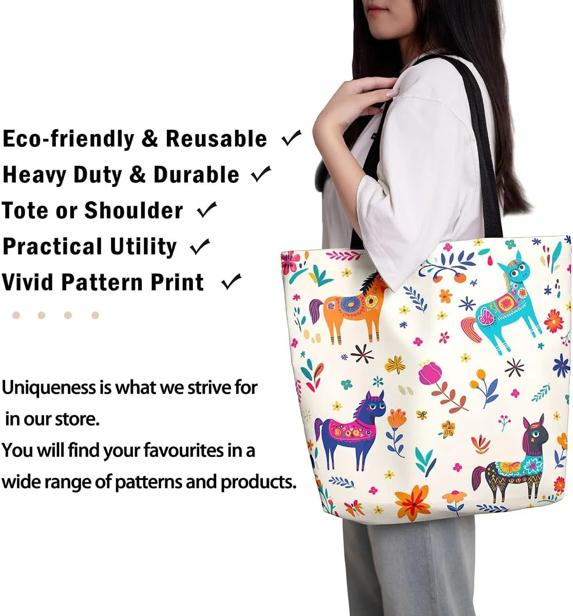 Cat Tote Bag,Cartoon Cat Flowers Canvas Tote Bag