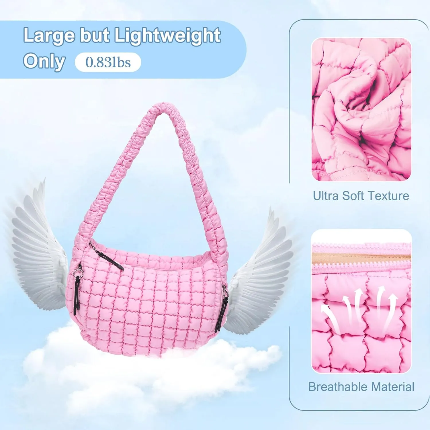 CATMICOO Puffer Tote Bag for Women: Carryall Puff Shoulder Bag for Travel - Lightweight Quilted Bag for Gym