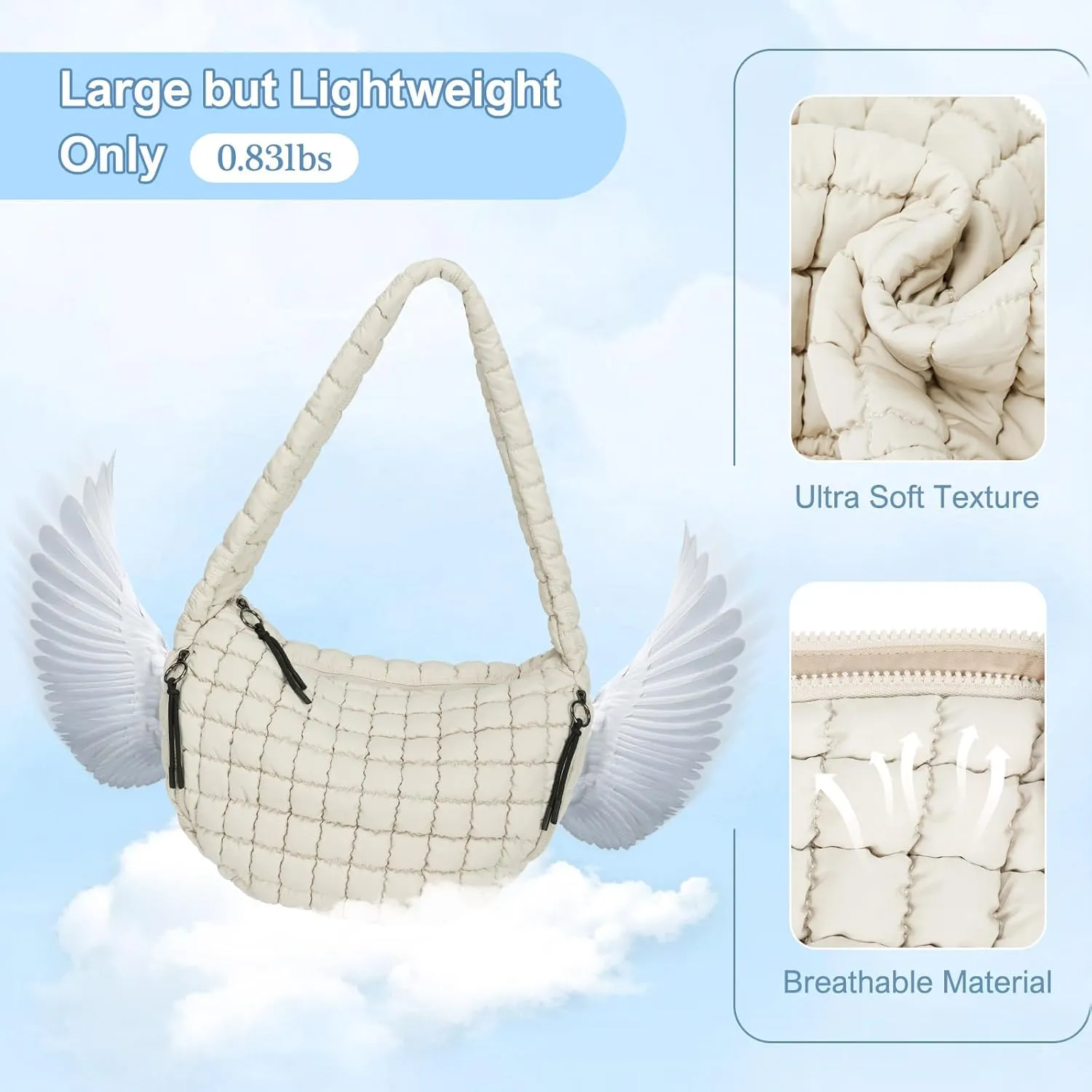 CATMICOO Puffer Tote Bag for Women: Carryall Puff Shoulder Bag for Travel - Lightweight Quilted Bag for Gym
