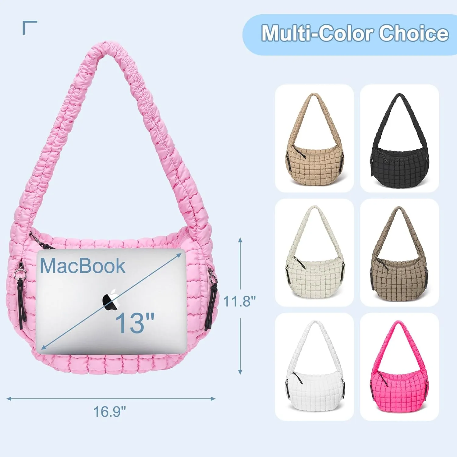 CATMICOO Puffer Tote Bag for Women: Carryall Puff Shoulder Bag for Travel - Lightweight Quilted Bag for Gym