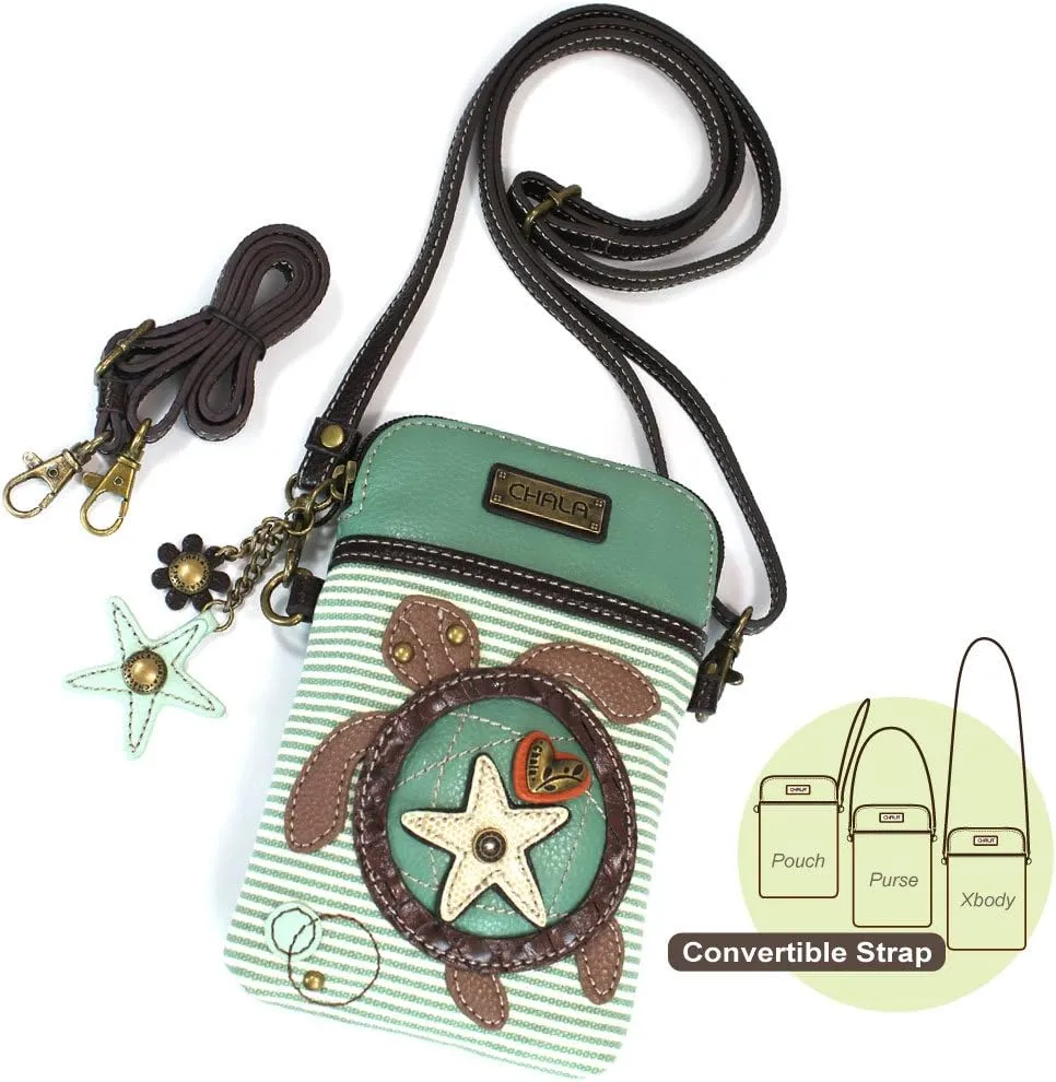 CHALA Cacual Striped Backpacks Purse with Adjustable Strap -15" x 11.5" x 6" (Teal Stripe Backpack & Crossbody Purse Bundle)