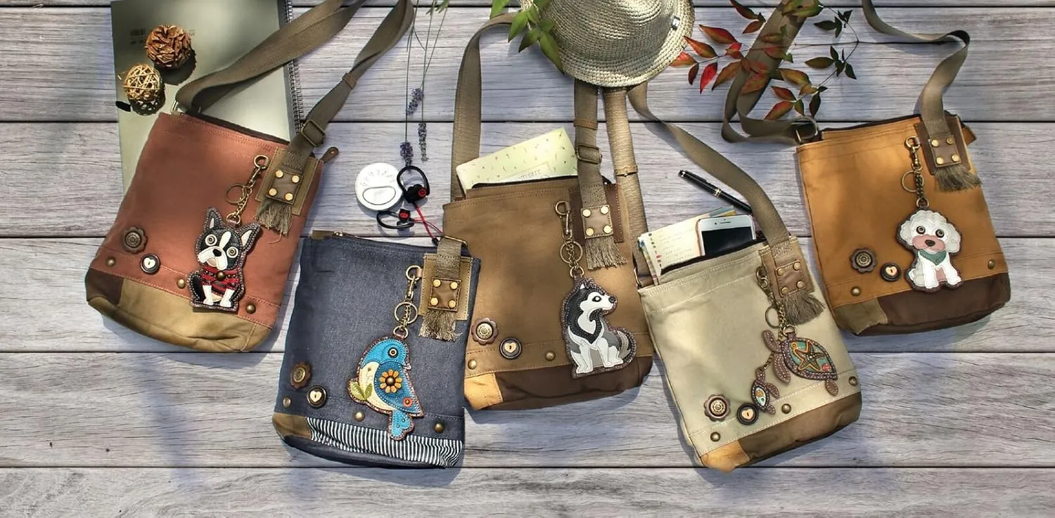 CHALA Patch Cross-Body Women Handbag, Canvas Messenger Bag Denim
