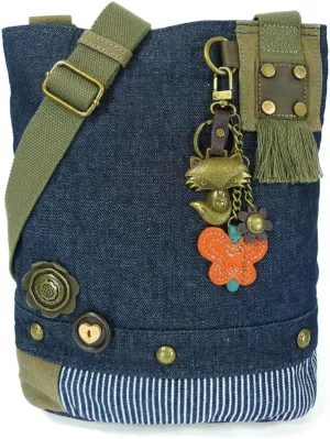 CHALA Patch Cross-Body Women Handbag, Canvas Messenger Bag Denim