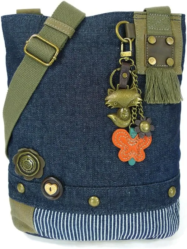 CHALA Patch Cross-Body Women Handbag, Canvas Messenger Bag Denim