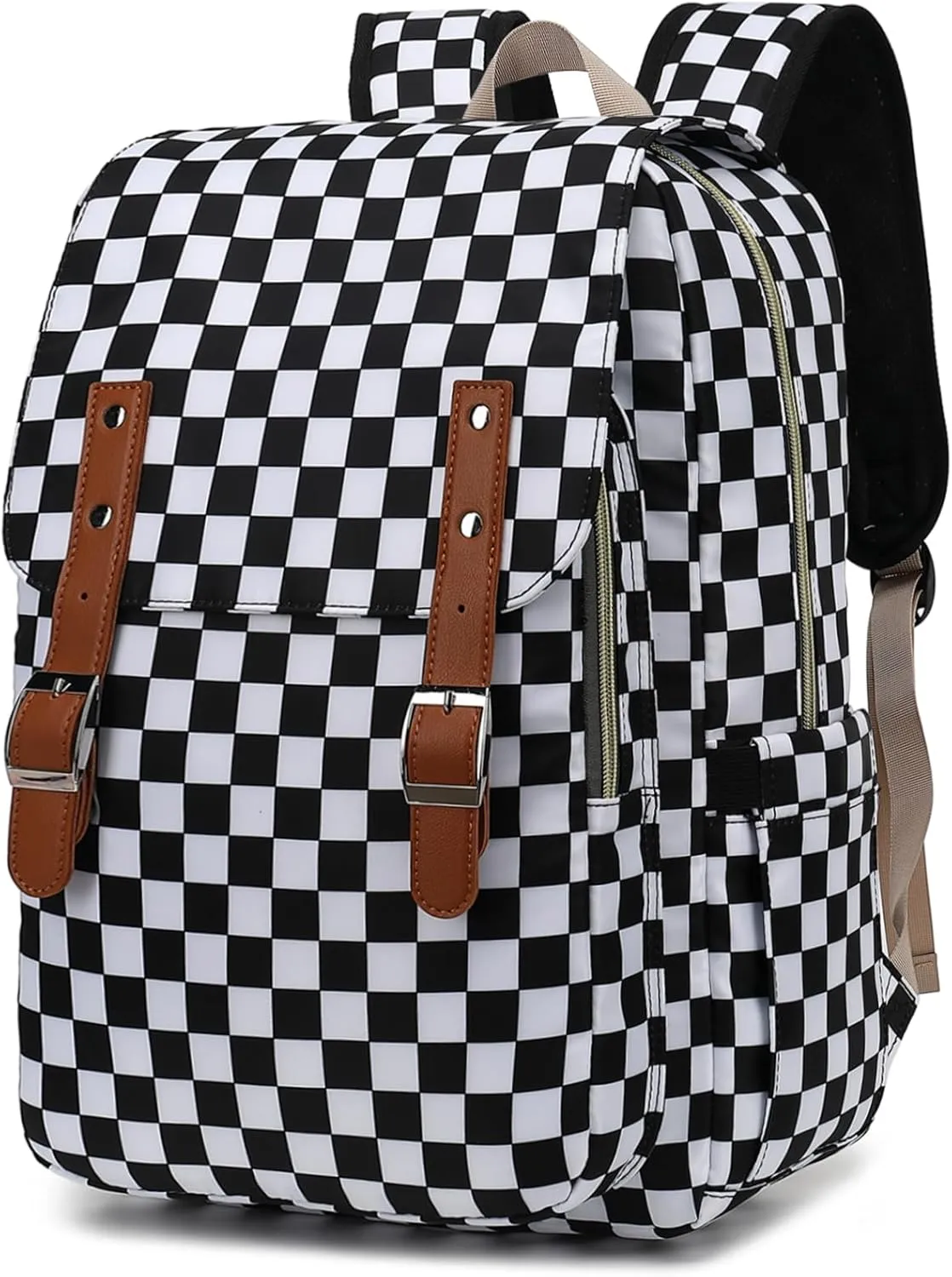 Checkered Laptop Backpack for Women Girls, 15.6 inch College School Backpacks Travel Casual Daypack