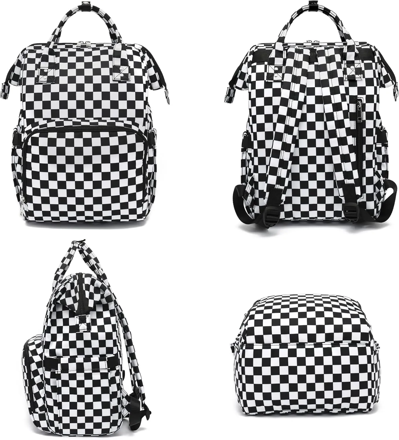 Checkered Women Laptop Backpack, College School Backpack Bookbag 15.6 Inch Computer Backpacks for Work Business Travel