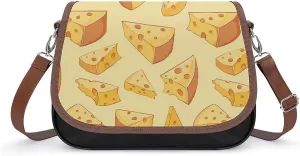 Cheese Slices Funny Women's Crossbody Bags Novelty Leather Purse Handbag Shoulder Bag