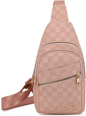 Chest Sling Bag Women Crossbody Shoulder Sling Backpack Checkered Chest Fanny Daypack Adjustable