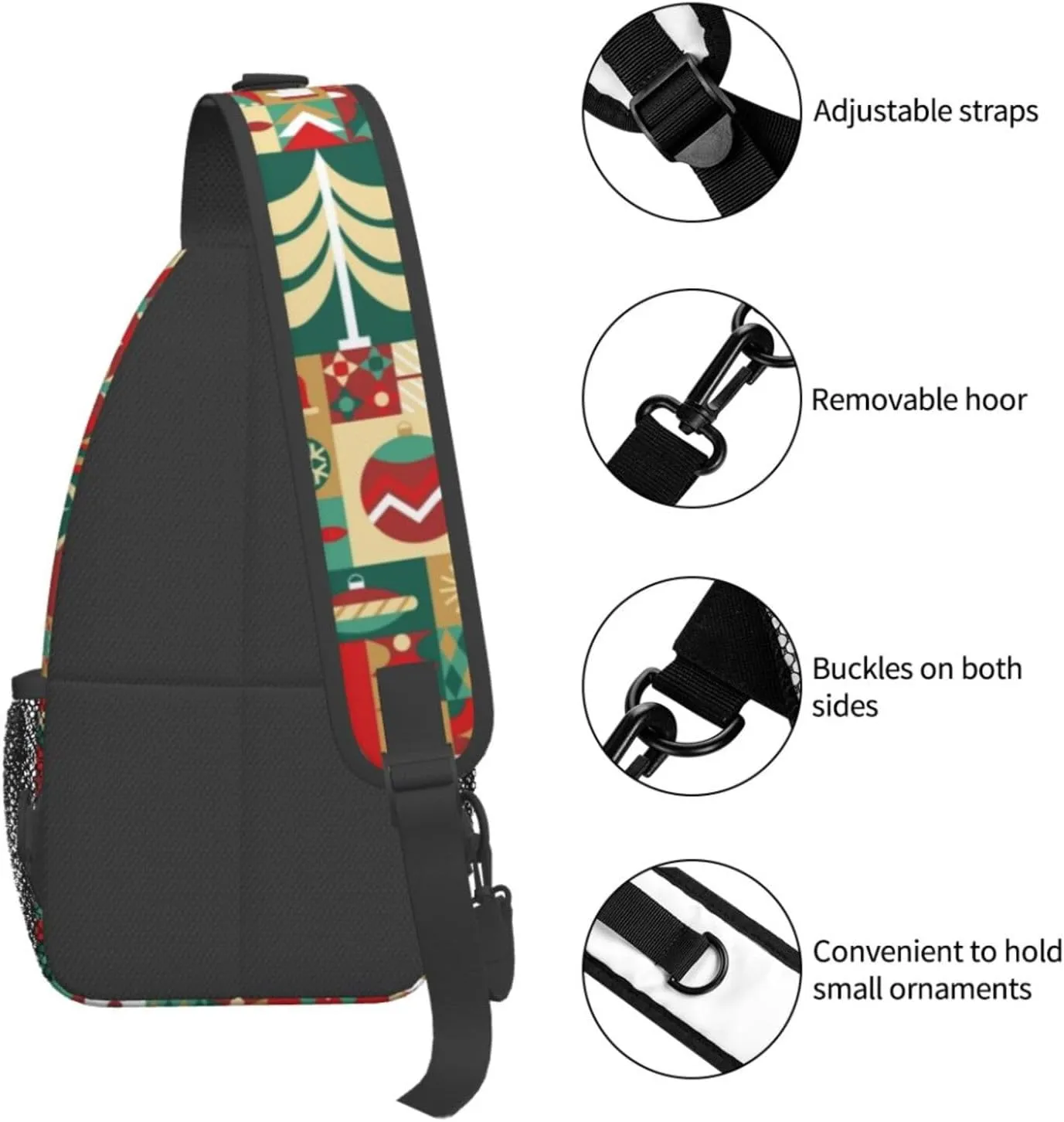 Christmas Checkered Gingerbread Man Crossbody Sling Bag Adjustable Holiday Pattern With Christmas Candies Chest Bag Shoulder Bag Backpack