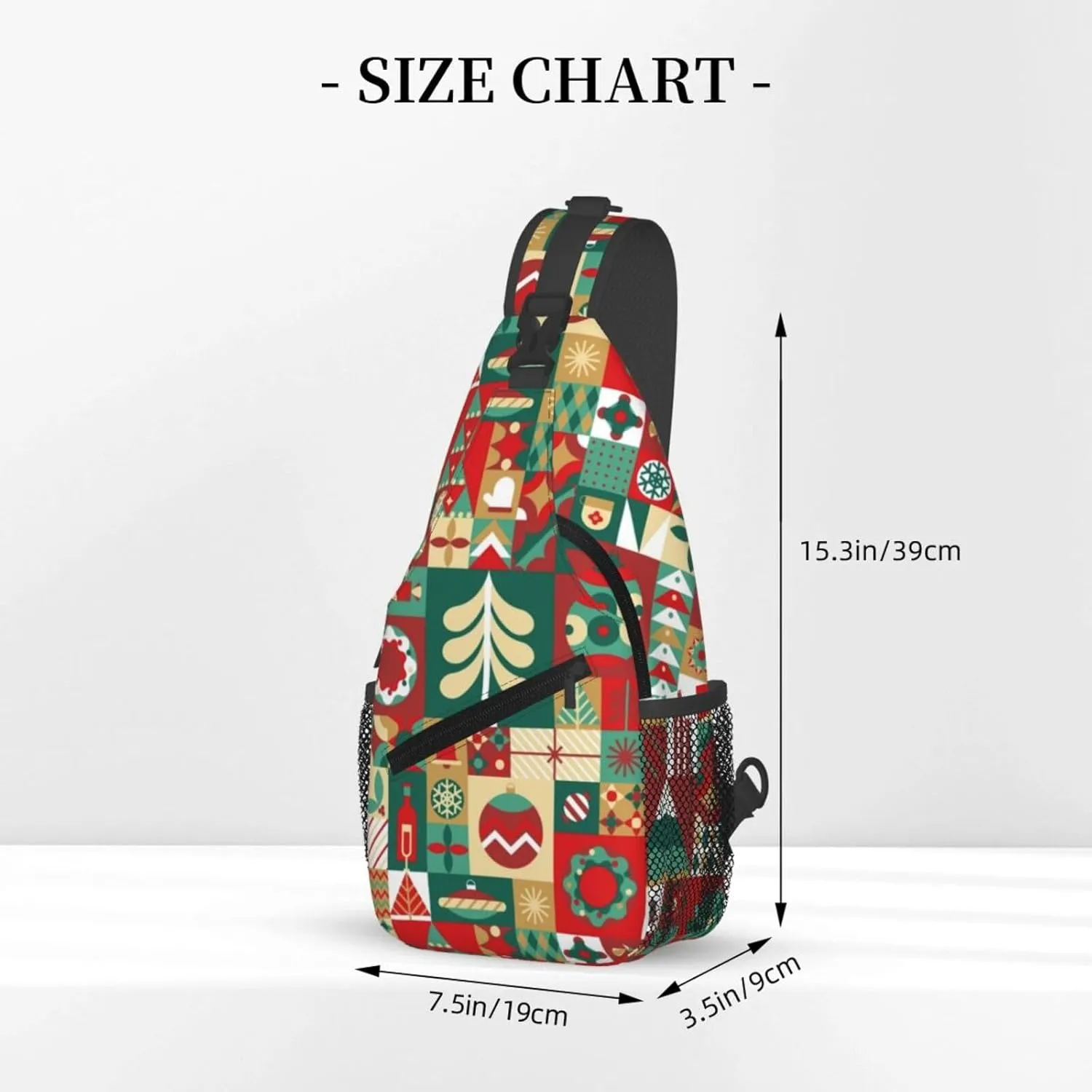 Christmas Checkered Gingerbread Man Crossbody Sling Bag Adjustable Holiday Pattern With Christmas Candies Chest Bag Shoulder Bag Backpack