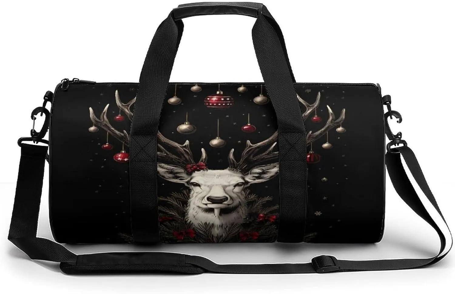 Christmas Deer Gym Bag Lightweight Carry On Duffel Bag Athletic Sports Travel Bag Weekender Bag for Men Women