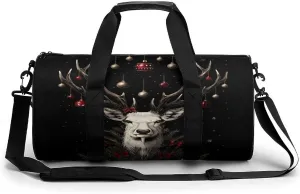 Christmas Deer Gym Bag Lightweight Carry On Duffel Bag Athletic Sports Travel Bag Weekender Bag for Men Women