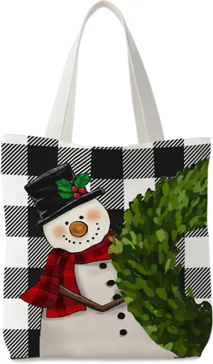 Christmas Tote Bag, Christmas Canvas Tote Bag for Women, Christmas Tote Bags with Handles