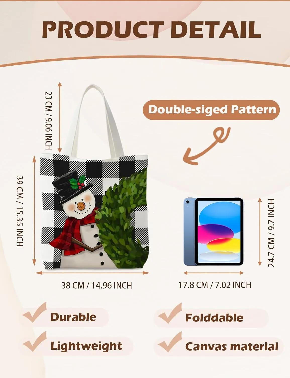 Christmas Tote Bag, Christmas Canvas Tote Bag for Women, Christmas Tote Bags with Handles