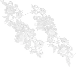 Ciieeo 1 Pair Floral Lace Ribbon Macrame Decor Floral Ribbon Floral Shaped Applique Floral Applique Patch Floral Decor Ribbon Flower Lace Appliqué Accessories Wedding Dress White Bride