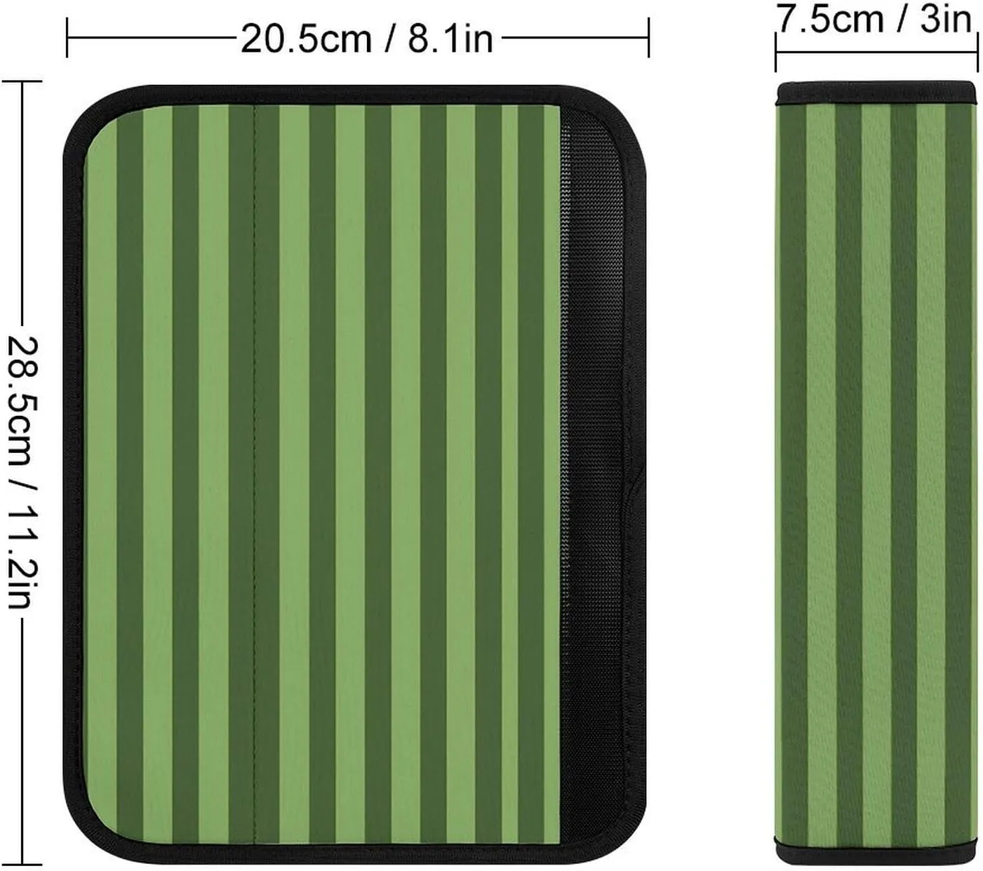 Classic Green Striped Auto Seat Belt Cover 2PCS Universal Car Seat Belt Shoulder Protector Pad, Protect Your Shoulders and Neck for Car Seat Belt, Shoulder Bag, Backpack