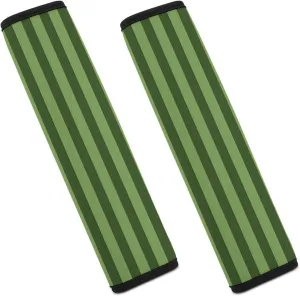 Classic Green Striped Auto Seat Belt Cover 2PCS Universal Car Seat Belt Shoulder Protector Pad, Protect Your Shoulders and Neck for Car Seat Belt, Shoulder Bag, Backpack