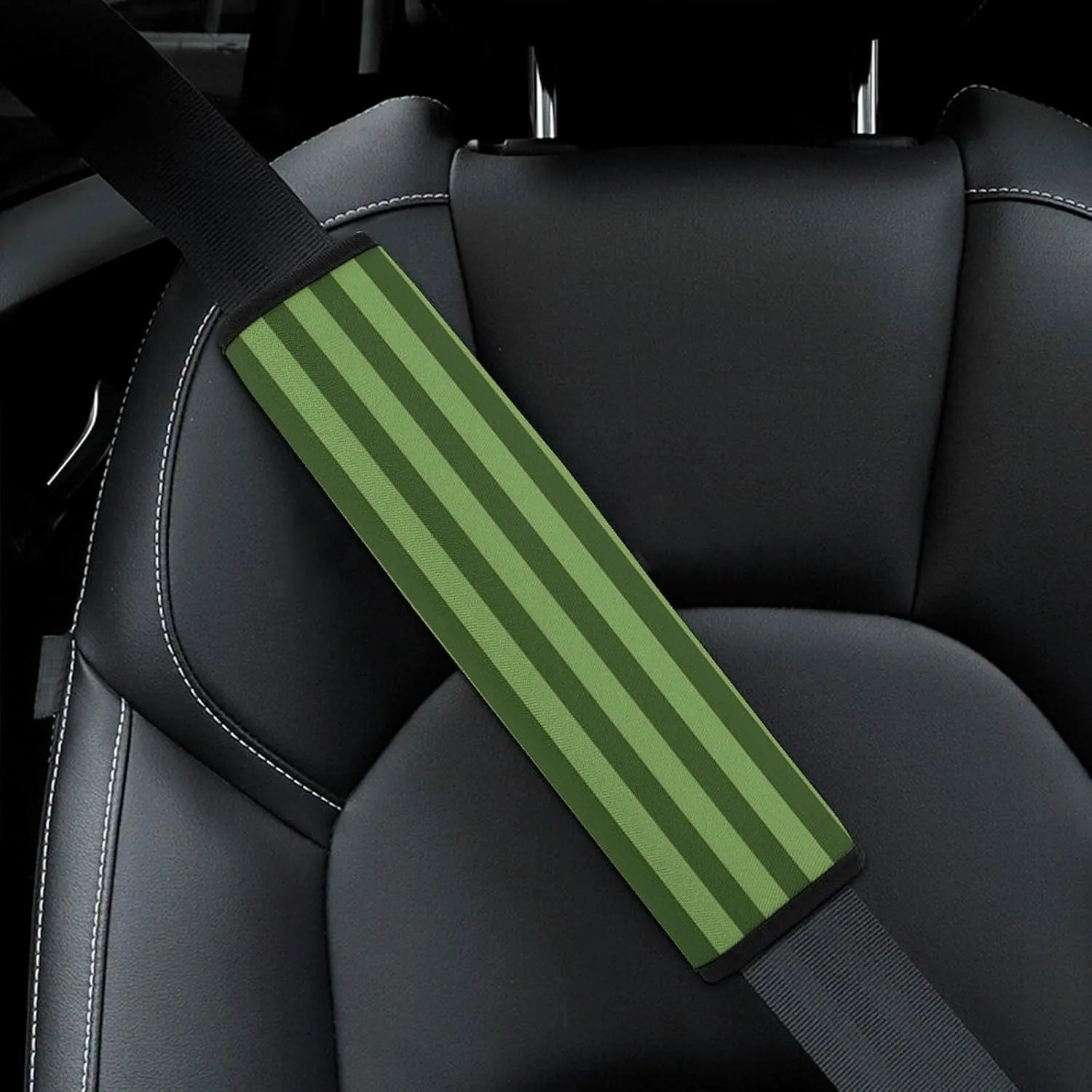 Classic Green Striped Auto Seat Belt Cover 2PCS Universal Car Seat Belt Shoulder Protector Pad, Protect Your Shoulders and Neck for Car Seat Belt, Shoulder Bag, Backpack