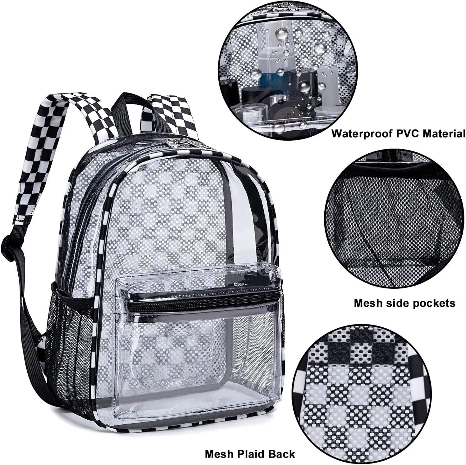 Clear Mini Backpack for Stadium Events 12x12x6 Small Transparent Backpacks Plastic See Through Clear Bag for Concerts Work Festival Security Travel