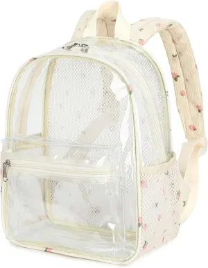 Clear Mini Backpack for Stadium Events 12x12x6 Small Transparent Backpacks Plastic See Through Clear Bag for Concerts Work Festival Security Travel