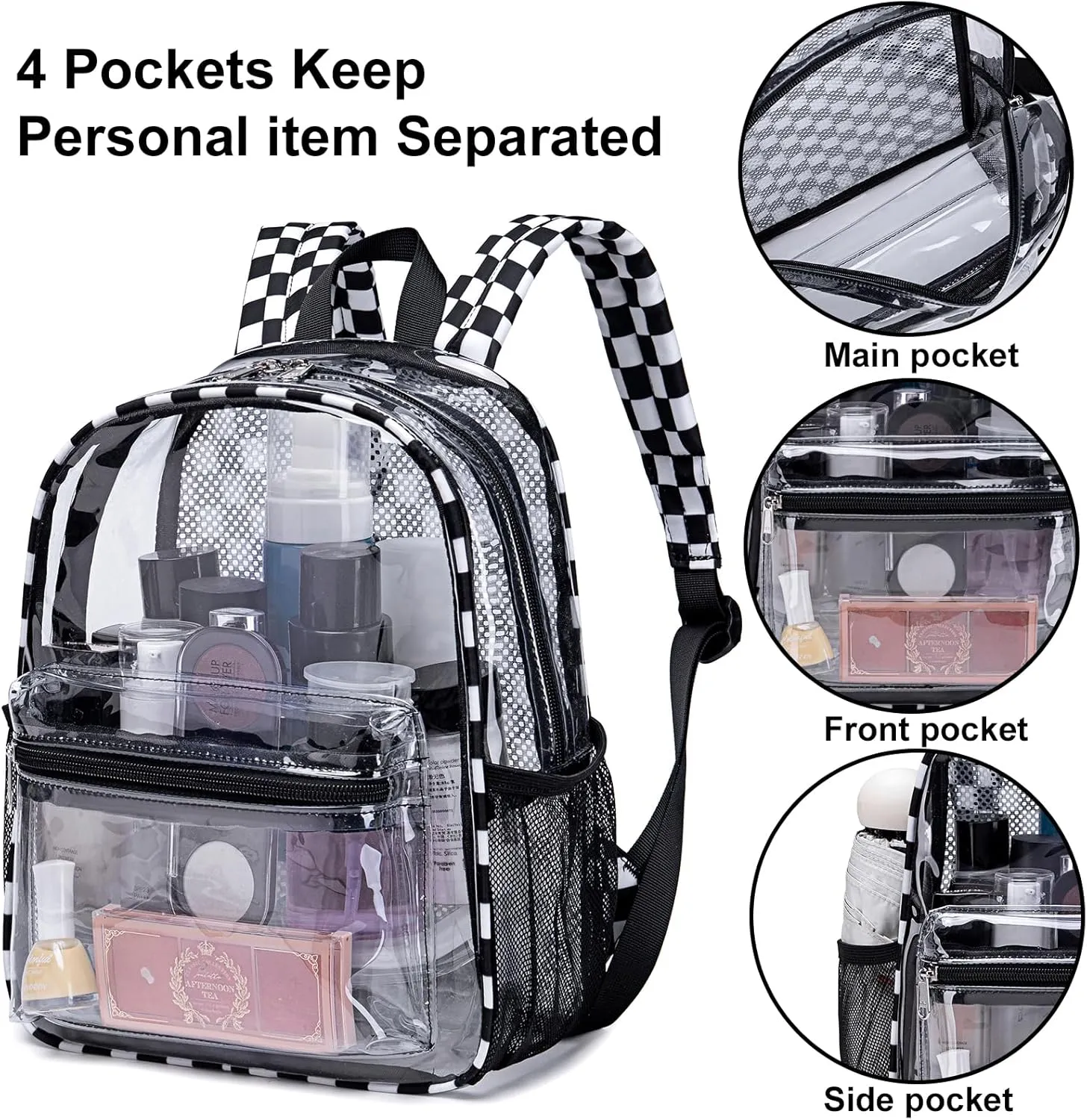 Clear Mini Backpack for Stadium Events 12x12x6 Small Transparent Backpacks Plastic See Through Clear Bag for Concerts Work Festival Security Travel
