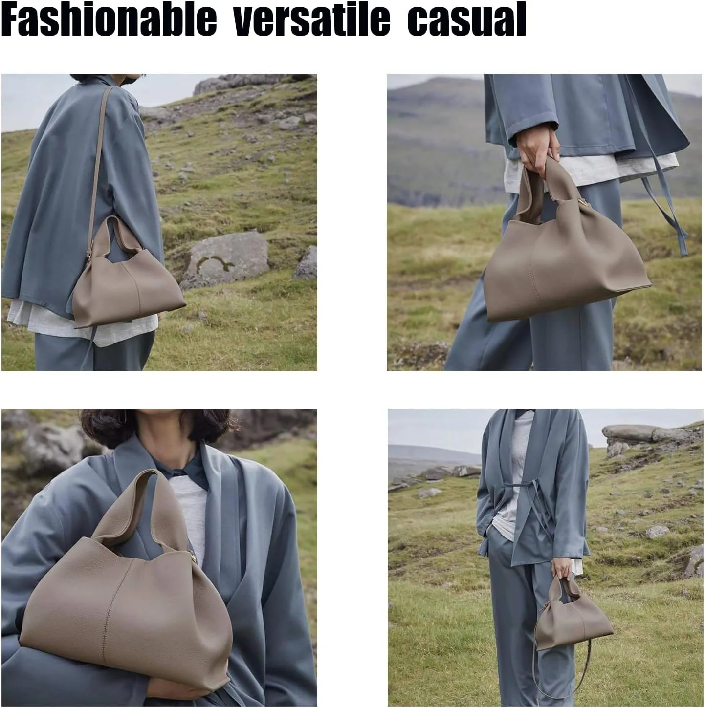 Cloud Silhouette Leather Handbag，Designer Leather Shoulder Bags, Retro Crossbody bag ，Purse Casual Dumpling Hobo Bag