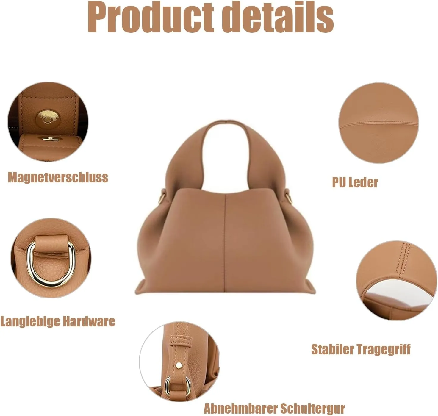Cloud Silhouette Leather Handbag，Designer Leather Shoulder Bags, Retro Crossbody bag ，Purse Casual Dumpling Hobo Bag
