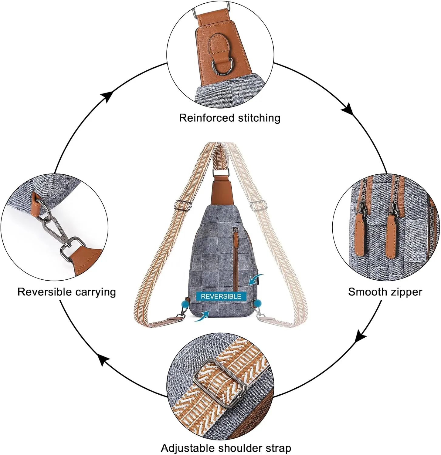 CLUCI Crossbody Bags for Women - Sling Backpack Travel Bag in Leather