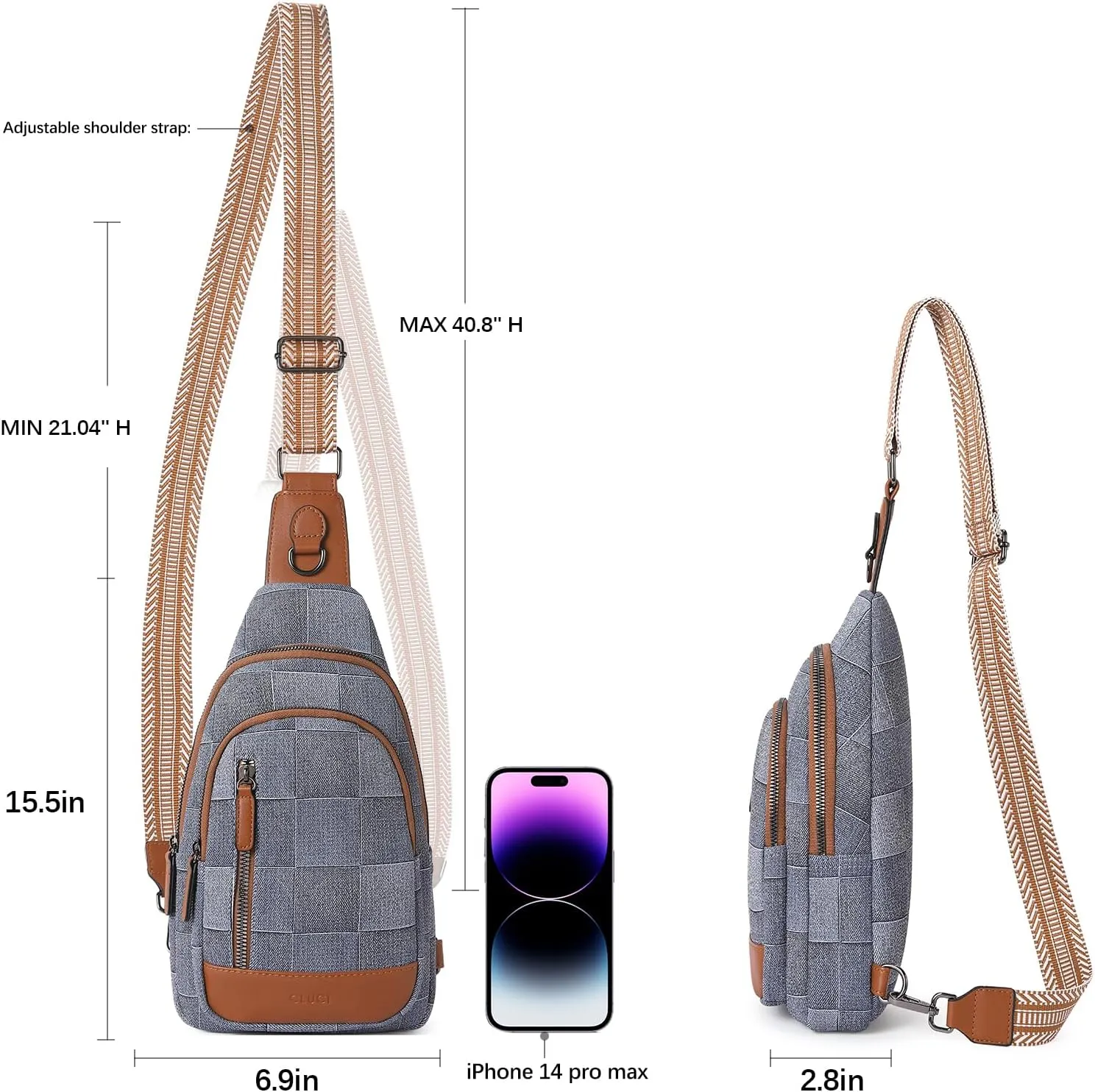 CLUCI Crossbody Bags for Women - Sling Backpack Travel Bag in Leather