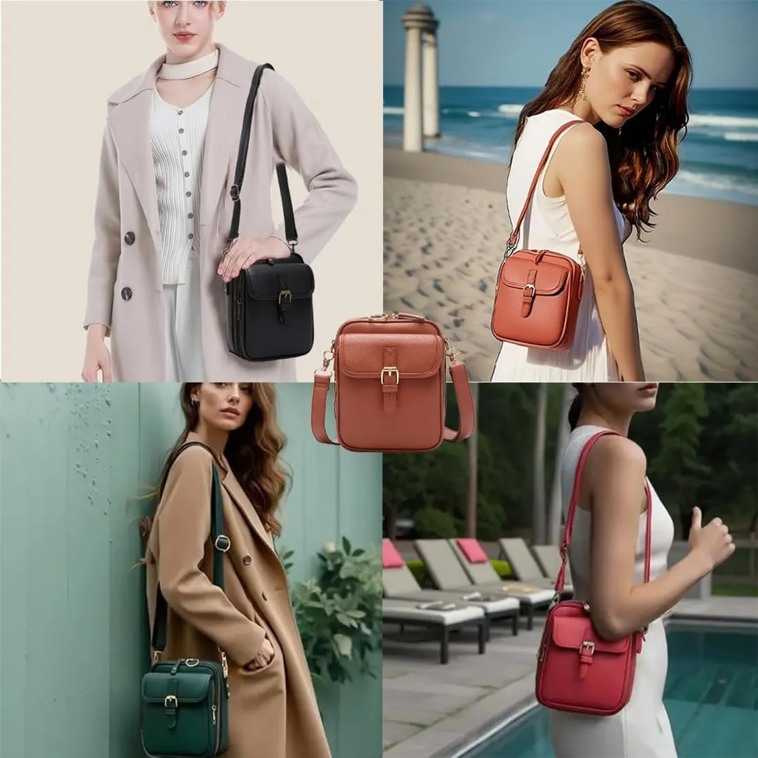 Collaborate Crossbody Leather Bag, Collaboraten 1 Crossbody Leather Bag, Anti-Theft Retro Design, Large Capacity for Women