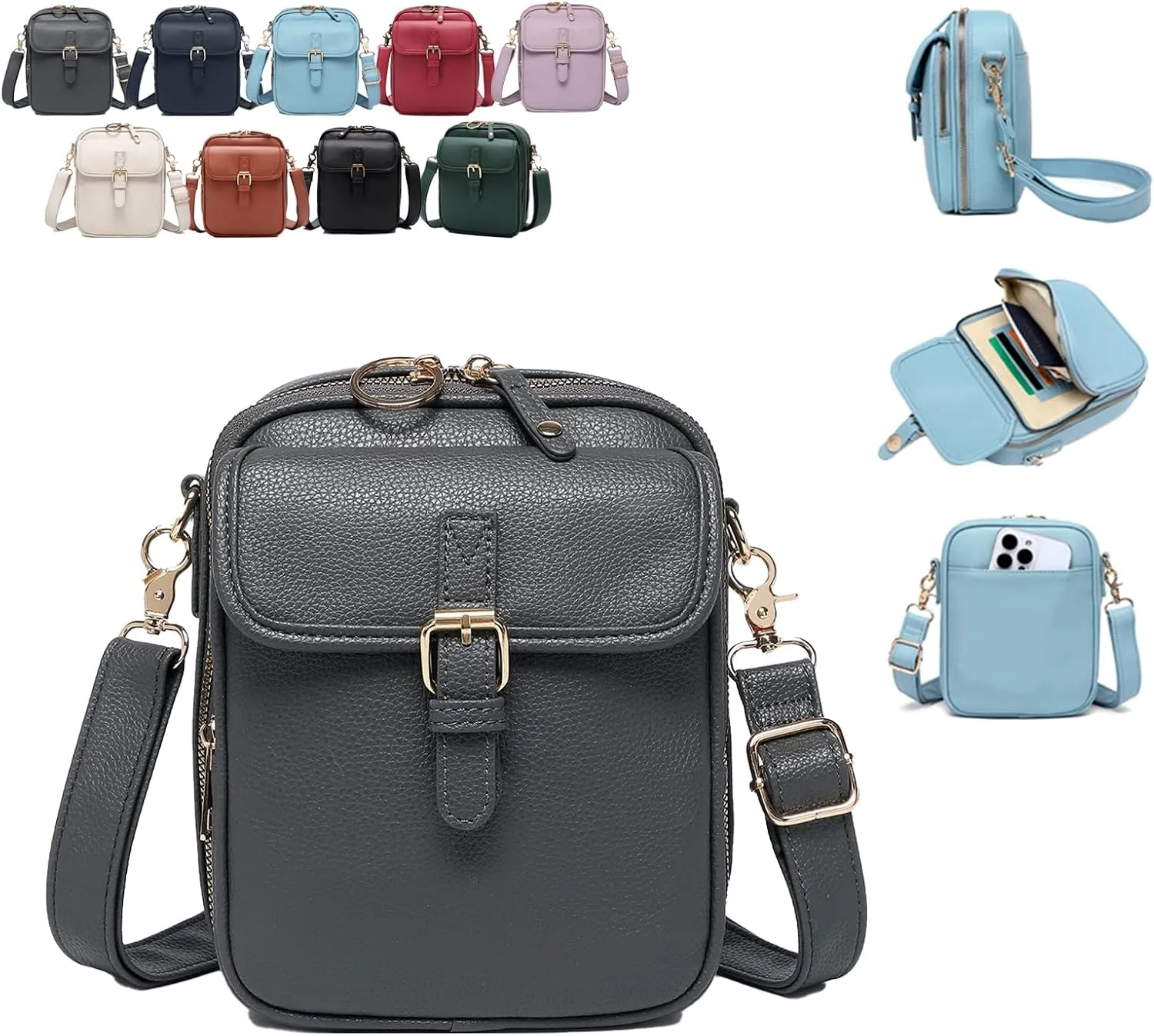 Collaborate1 Crossbody Leather Bag,Urvashi Vintage Double Layer Crossbody Leather Bags,Tojoyride Large Capacity Mini Bag